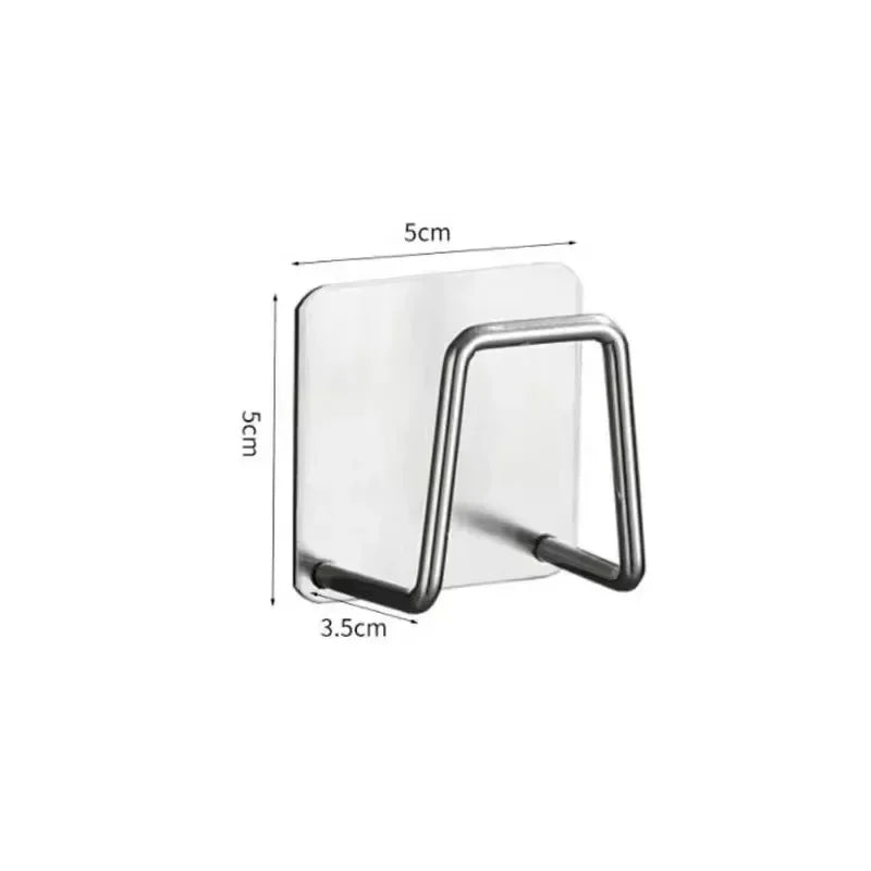 Kitchen Sink Drain Basket, Drain Cleaning Brush, Sponge Holder, Wall Hooks, Home Organizer, Stainless Steel