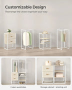 Songmics Clothes Rack, 70.9 Inch Wardrobe Freestanding Closet, Heavy Duty Garment Rack With 1 Extendable Hanging Rod, 2 Drawers