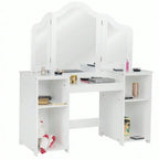 Vanity Table Set Makeup Dressing  Girls Study Table Tri Folding Mirror