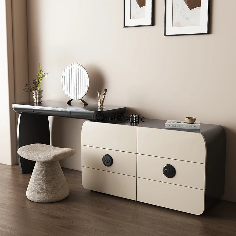 Italian minimalist storage cabinet integrated retractable dresser large capacity bedroom modern minimalist dressing table