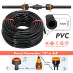10-25M Garden Adjustable Brass Nozzle Misting 1/4" Watering System 60W Self-Priming Pump Automatic Cool Irrigation Equipment