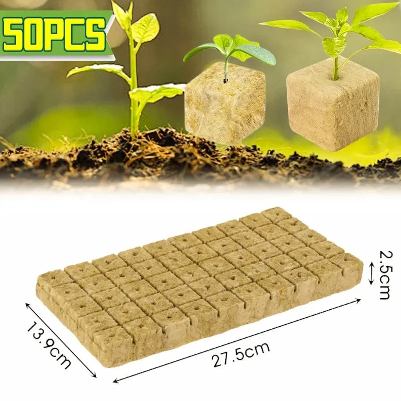 Sponge Block Starter Plug Rock Wool Grow Cubes Seedling Starter Plant Cube Hydroponic Media Plug Greenhouse Garden Nursery Pots