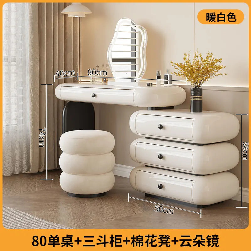 Luxury Modern Makeup Vanity Dressers For Bedroom Headdresses Hairstyles Comfortable Vanity Desk With Light Mirror With Seat