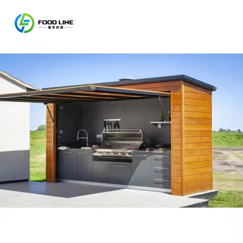 Customized Outdoor Kitchen Set 304 Stainless Steel Weatherproof Outdoor Kitchen Cabinets with Built-in Gas Grill