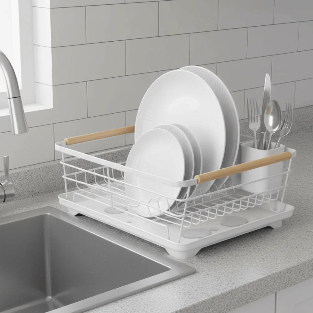 Double-layer Kitchen Dish Drying Rack Space-saving Ventilated Sink Dish Storage Basket Removable Metal Plate Rack Home