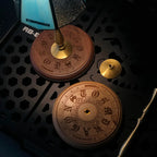 Outdoor Camping Desktop Lamp Holder, Pure Copper, Solid Wood Combination Lamp Holder, Equipped with 1/4 Connecting Screw