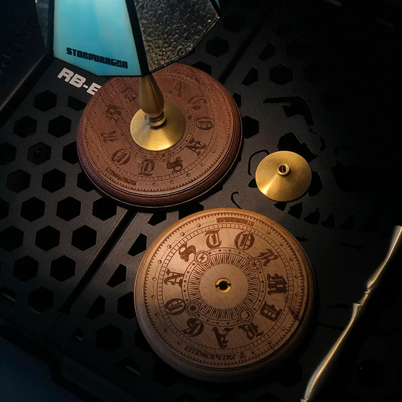 Outdoor Camping Desktop Lamp Holder, Pure Copper, Solid Wood Combination Lamp Holder, Equipped with 1/4 Connecting Screw