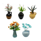 3-14pcs Set Mini Ceramics Vase Fridge Magnets Label Mini Bonsai Magnet Button Potted Simulation Flower Vase Refrigerator Message