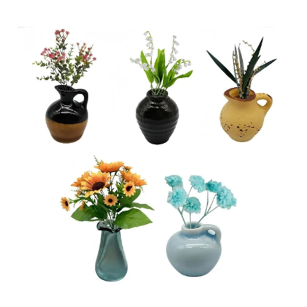 3-14pcs Set Mini Ceramics Vase Fridge Magnets Label Mini Bonsai Magnet Button Potted Simulation Flower Vase Refrigerator Message