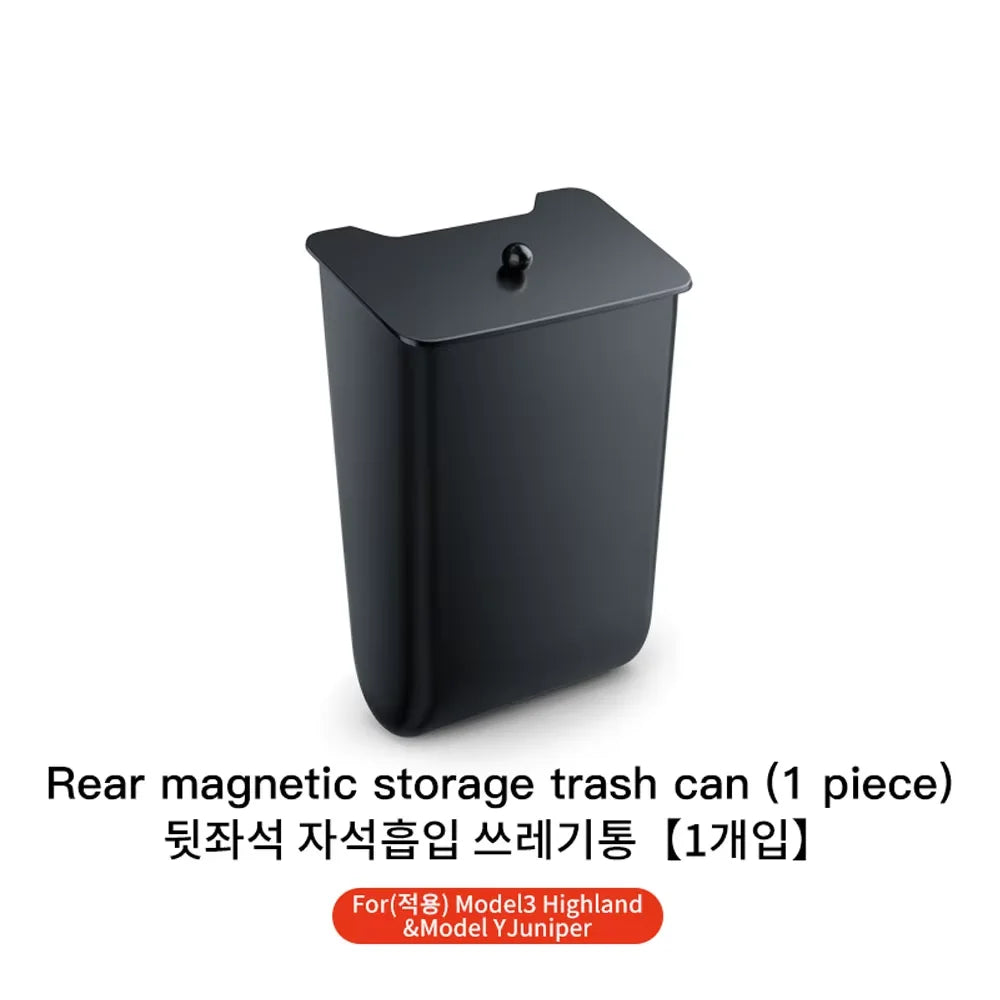 YZ Rear Seat Trash Can For Tesla Model 3 Y Highland Juniper Rear Interior Storage Box Magnetic garbage bin Car Accessories