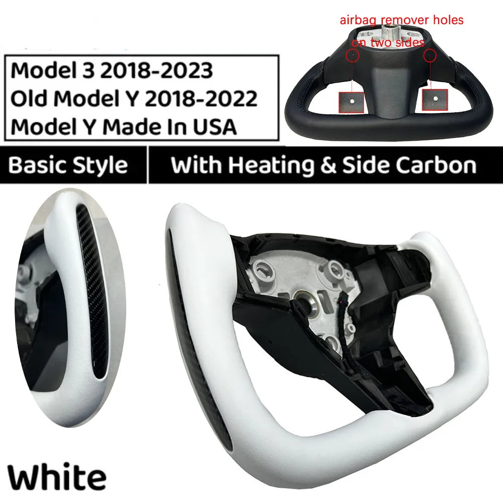  350mm Yoke Handle Steering Wheel With Heating Personalized NAPP Leather Accessories For Tesla Model 3/Y 2018-2022 Y 2022-2024