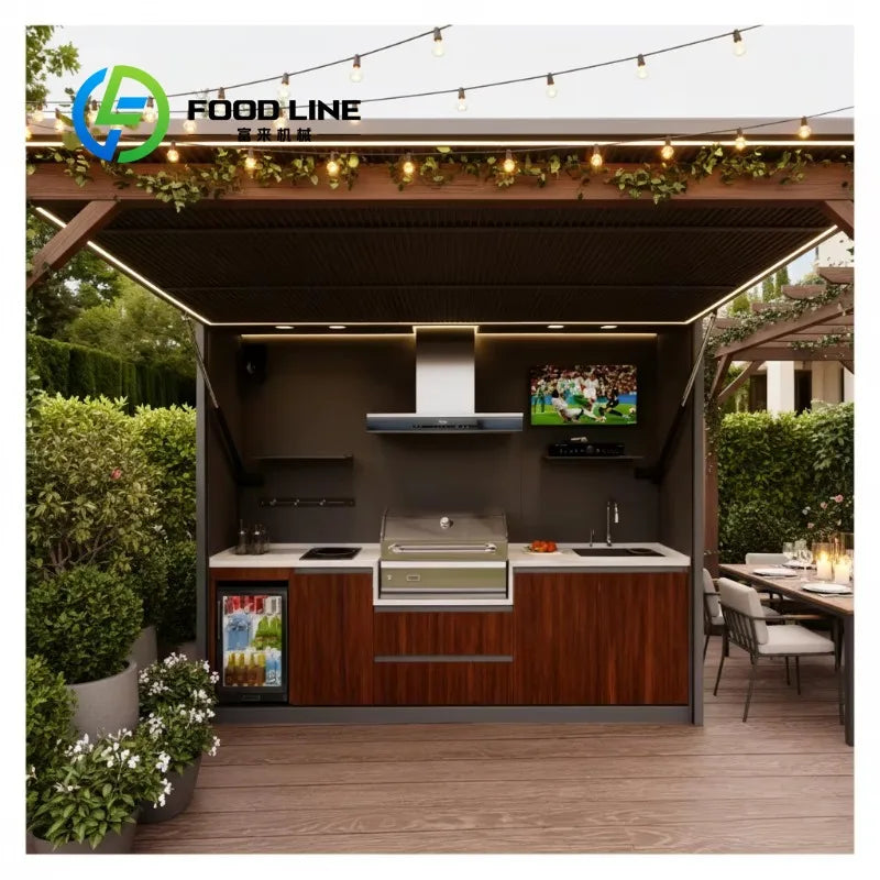 Customized Premium Complete Outdoor BBQ Island Kitchen with Grill Sink Full Appliances Waterproof Outdoor Cooking Station