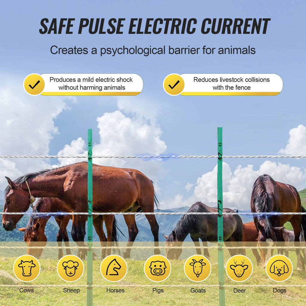 VEVOR Electric Fence Wire Portable Polywire 6 Stainless Steel Strands for Reliable Conductivity and UV Fence Rope Line for Horse