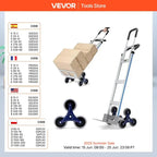 SucceBuy 550/375/220lbs Stair Climbing Cart Folding Trolley Heavy Duty with Handles Truck Frame for Warehouse Shopping Airport