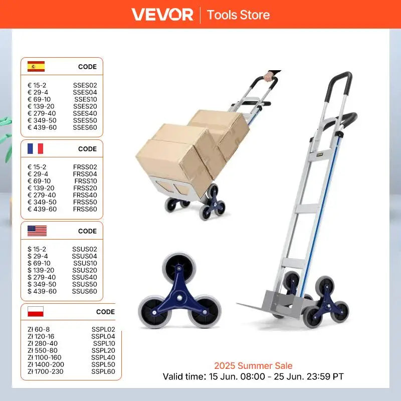 SucceBuy 550/375/220lbs Stair Climbing Cart Folding Trolley Heavy Duty with Handles Truck Frame for Warehouse Shopping Airport
