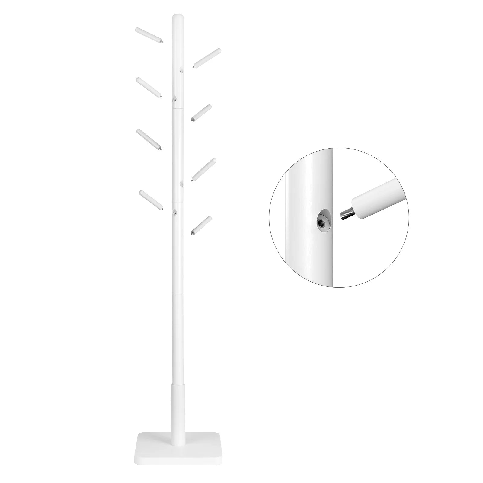 VASAGLE coat rack, dresses stand, solid wood, freestanding tree shape, 8 hooks for jackets, Hats, Bags, Entrance
