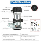220V 2000W Electric Trimmer Router Wood Hand Trimmers Wood Edge Router 40000RPM Power Tools Woodworking Milling Machine