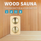 KT THERMO Wood Sauna Thermometer & Hygrometer, Wall-Mounted Spa Accessory, Mechanical, No Battery Required - For Family Hotel Sa