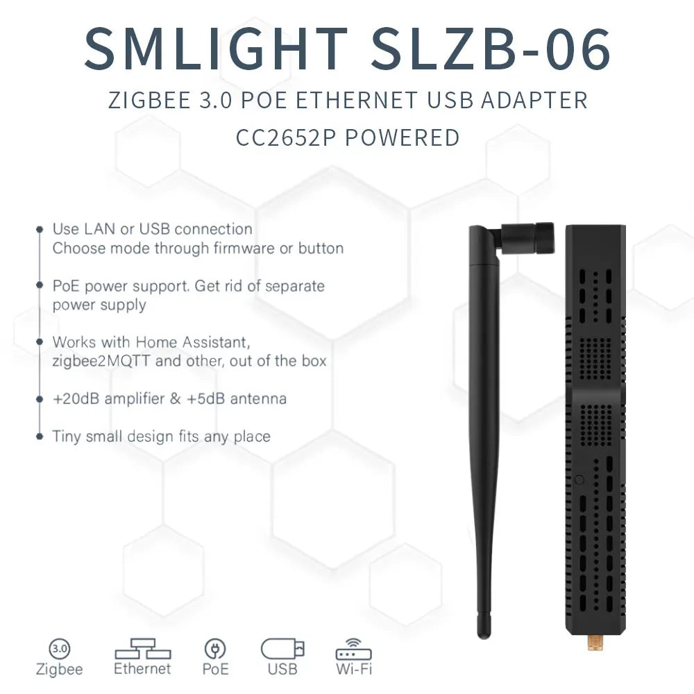 SLZB-06/M/P7/P10/MR1 Zigbee3.0 Gateway Coordinator with PoE Ethernet/USB/WiFi Bridge Compatible Zigbee2MQTT Home Assistant ZHA