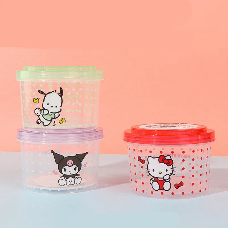 3-Piece Hello Kitty Stackable Lunch Box Food Preservation Box Cute Bento Box Microwave Oven Usable Festival Gift