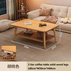 Formwell 80*50cm top 2 tier simple coffee table wood sofa table for Living Room easy assembling solid wood legs