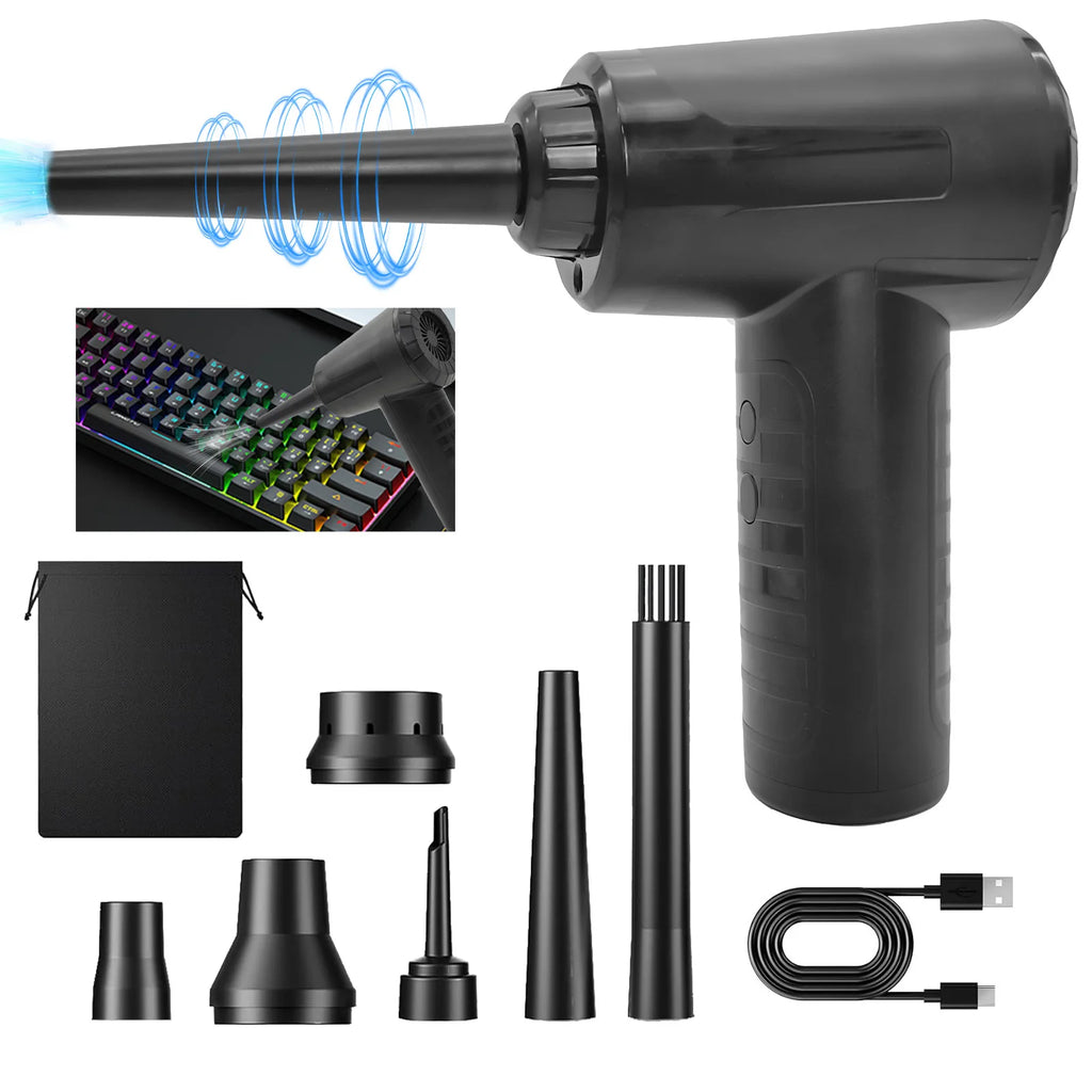 Protable Air Duster for Computer Cleaning 50000RPM Cordless Compressed Air Blower with LED Light for PC, Keyboard, and Car