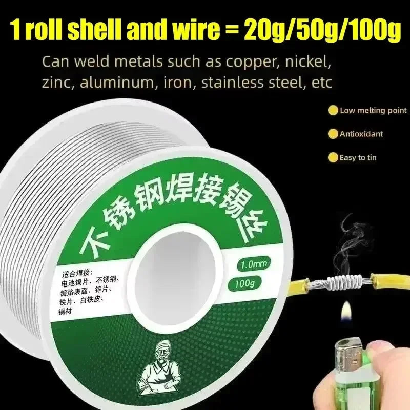 20-600G Universal Low Temperature Solder Wires Easy Melt Rods Stainless Steel Metal Weld Cored Welding Wires Silver Welding Tool