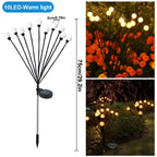 LED Firefly Light Warm White RGB Solar Powered Swaying Lights Outdoor Waterproof Fairy Garden Light for Yard Patio Decoration