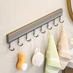 Kitchen Hooks Rack Wall Mounted Drill-free Kitchen Utensils Storage Row Hook Holder Bathroom Robe Towel Coat Hangers