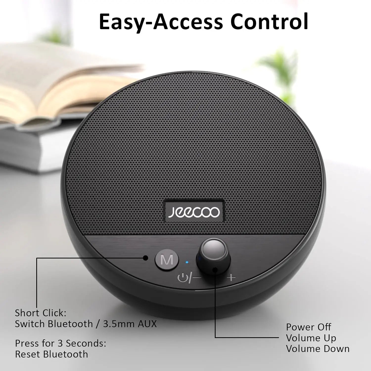 Jeecoo A10 USB Plug-N-Play Laptop Speakers Bluetooth Computer Speakers,Volume Knob Speaker with for PC Desktop&Laptop