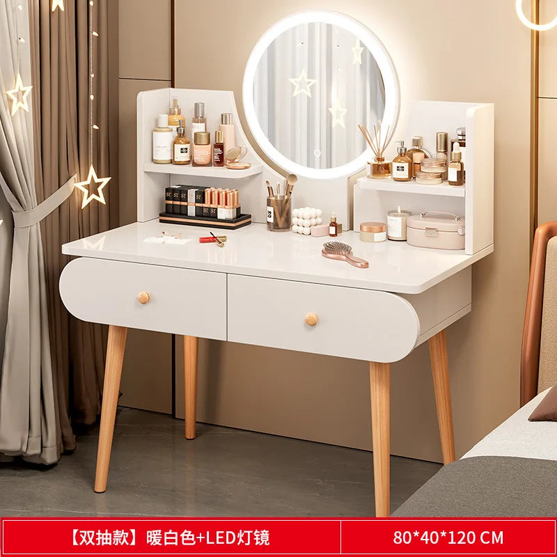 Dressing Table, Bedroom,Simple Modern Small Apartment, Bedside Storage Cabinet,Integrated Makeup Table, Nail Salon Makeup Table