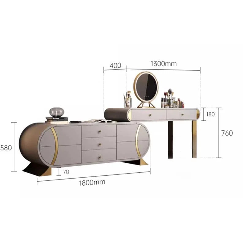 Cabinet Storage Luxury Vanity Table Modern Nordic Vanity Desk Light Mirror Dressers Drawers Make Up Tocador Maquillaje Furniture