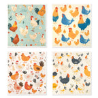8 Pieces Chicken pattern Kitchen Wipes Washable Reusable Sponge Cleaning Cloths Absorbent Dish Cloths For Kitchen Bar Counters