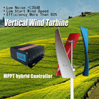 For Homeuse Vertical Axis Wind Power Turbine Generator 2KW 12V 24V 48V Low Noise Upright Windmill for Farm Seashore Boat