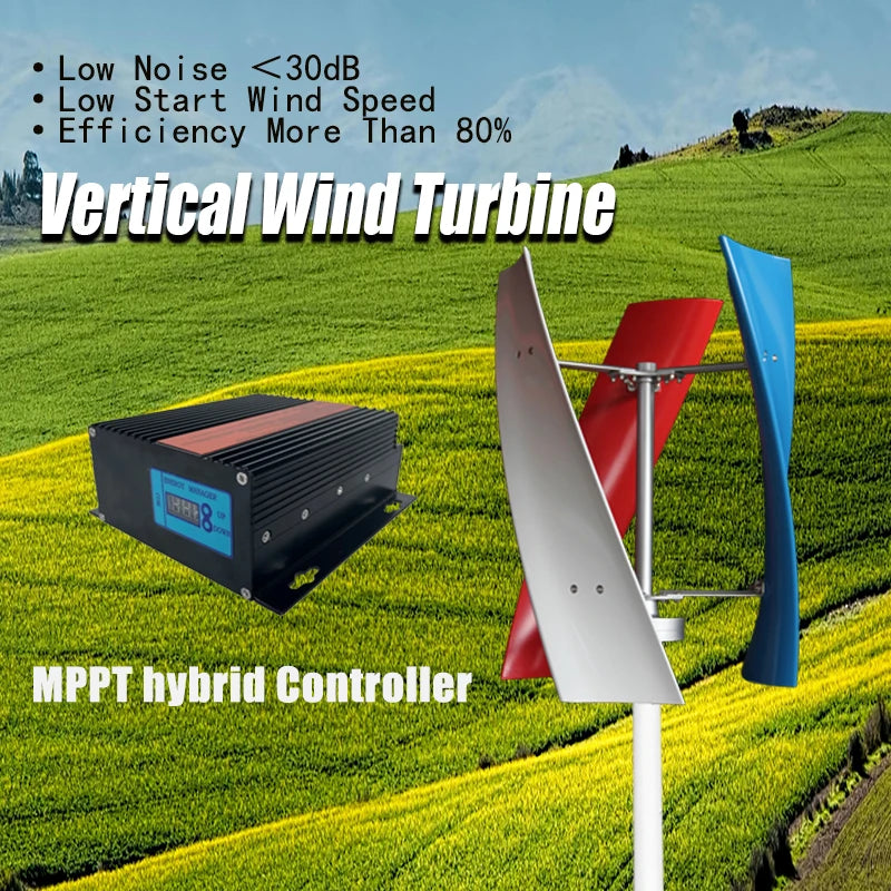 For Homeuse Vertical Axis Wind Power Turbine Generator 2KW 12V 24V 48V Low Noise Upright Windmill for Farm Seashore Boat