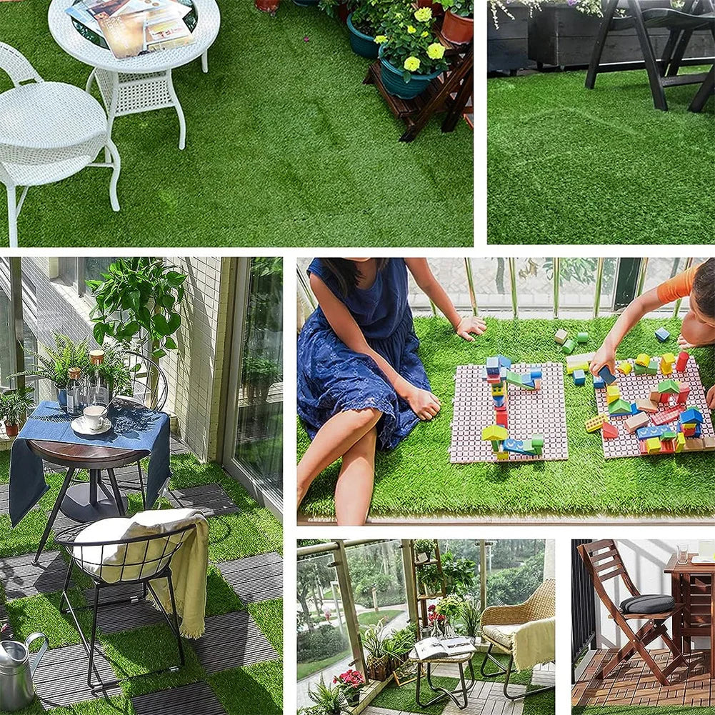 10-Pack Interlocking Artificial Grass Deck Tiles (12"x12")