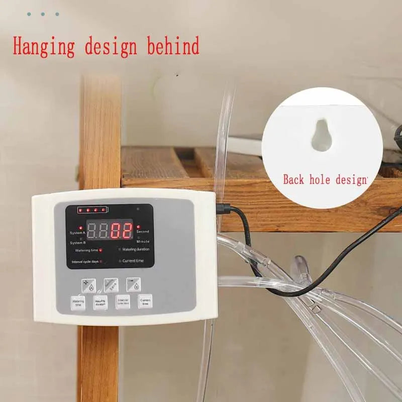 Garden Drip Irrigation Device Double Pump Controller Timer System, Solar Energy Intelligent Automatic Watering Device for Plants