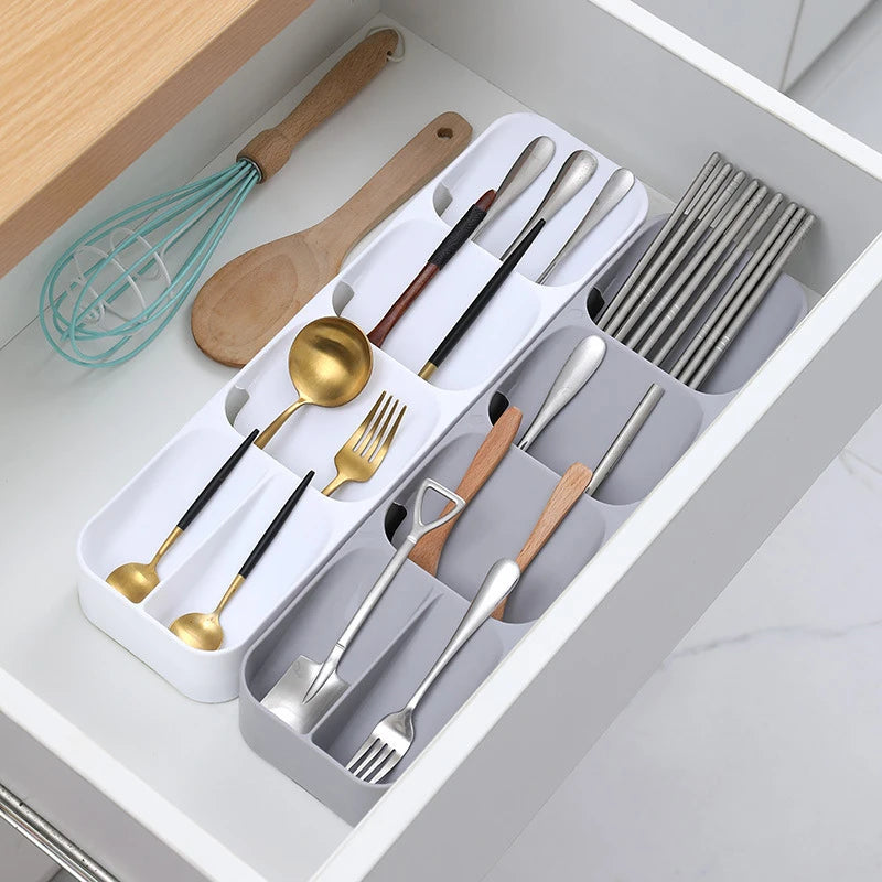 Kitchen Multi-purpose Cutlery Storage Tray Knife Holder Fork Spoon Classification Organizer Drawer Categorized Storage Boxes