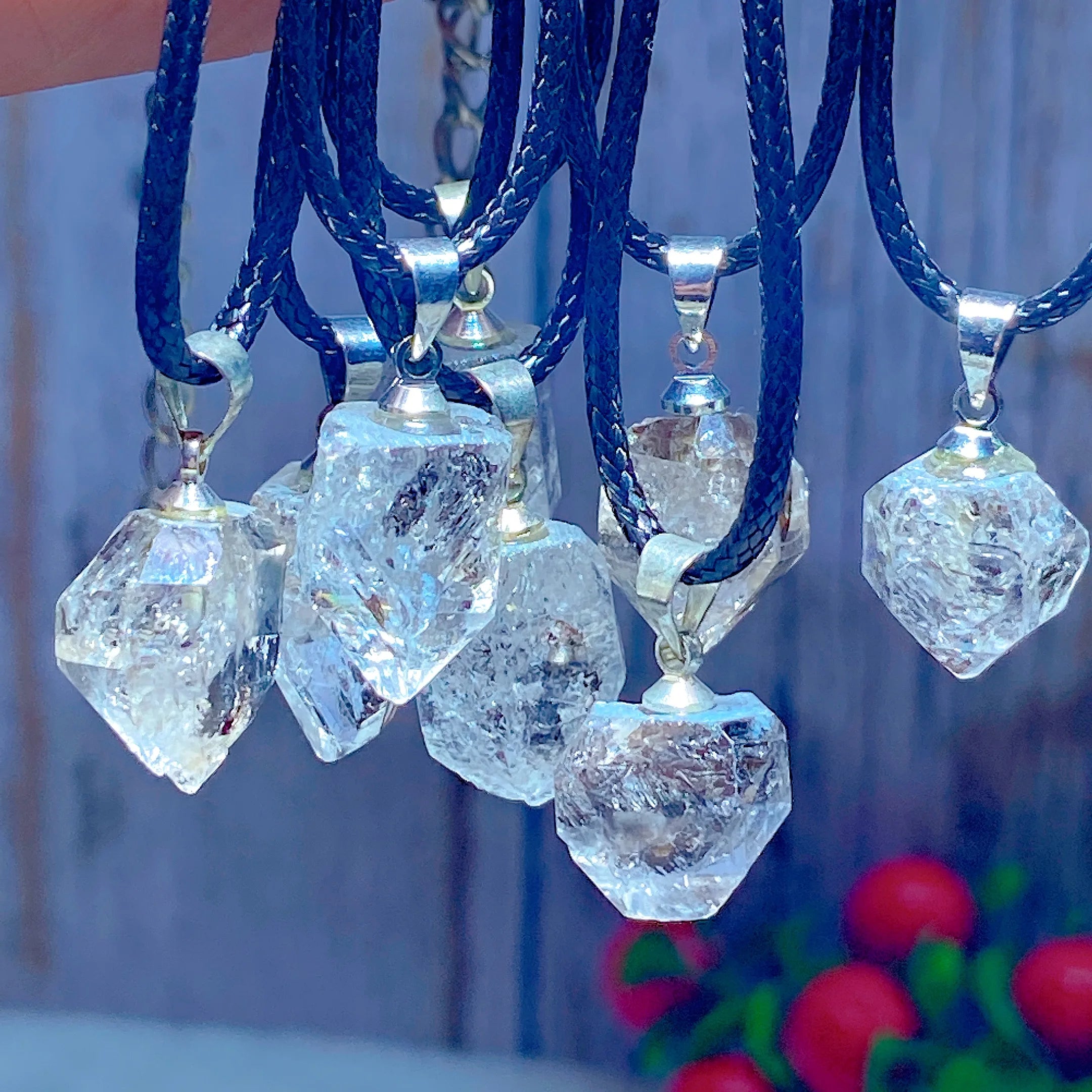Natural Crystal Herkimer Diamond Pendant Hang Stone Gemstones Mineral Energy Reiki Home Decorations Gift Ore Crystals