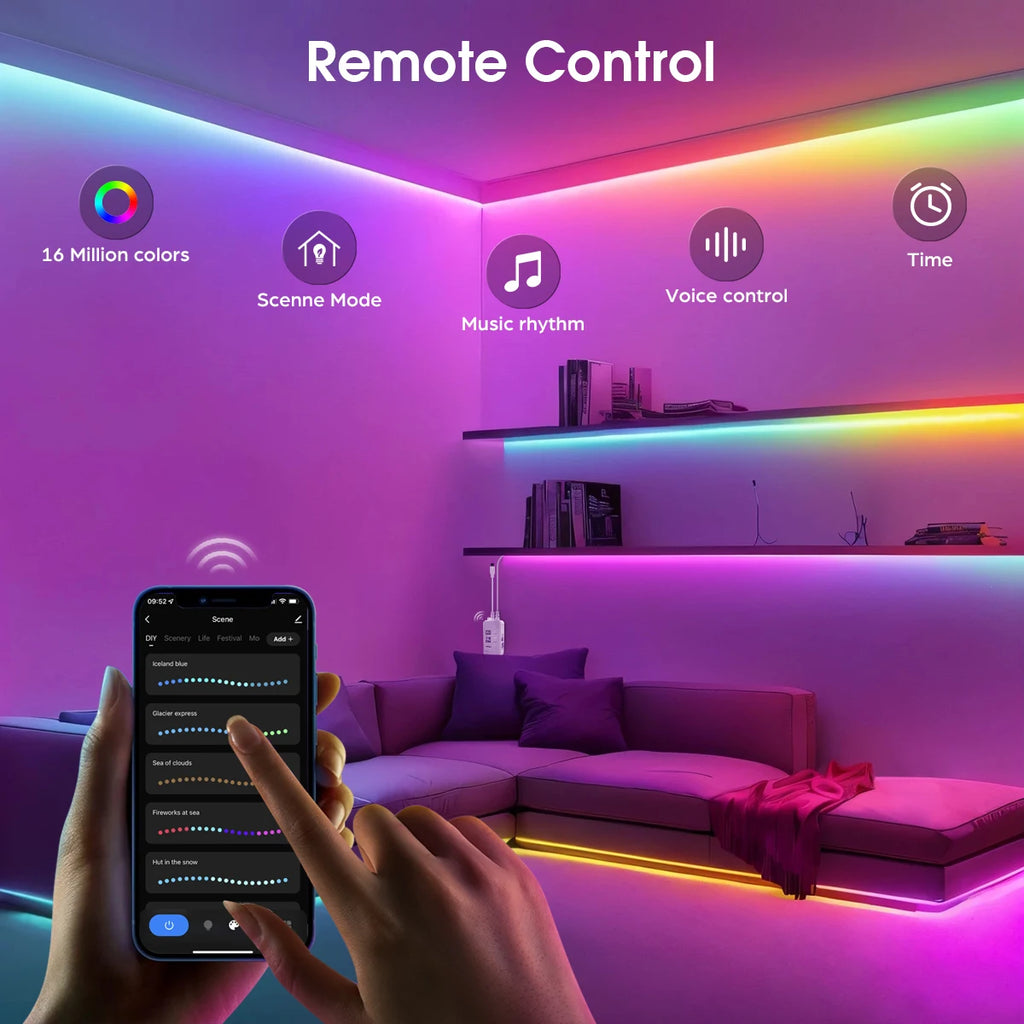Smart Home WS2811 WiFi RGBIC COB LED Strip Light DC12V 1/2/3/5M Addressable Neon Tape Room Decor Work With Tuya/Smart Life Alexa