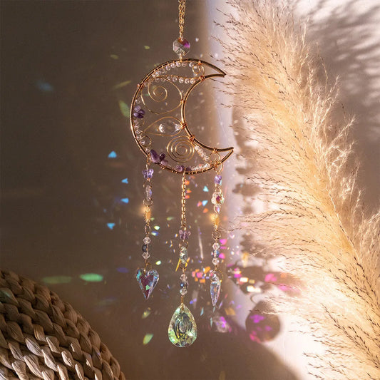 DIY Sun Pendant Amethyst Sun Catcher Crystal Sun Light Catcher Pendant Amethyst Ornaments Hanging Drop Outdoor Garden Home Decor