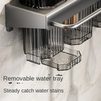 Wall-mounted knife rack for kitchen, multifunctional, no drilling required, knife and utensil holder, chopstick tube, integrated