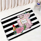 Fashion Perfume Shower Curtain Set Pink Rose Flower Modern Woman Girl Home Bathroom Decor Non Slip Rug Bath Mat Toilet Lid Cover