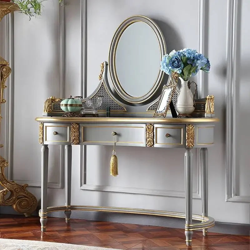 Makeup Storage Dressing Table Mirror Set Modern Vanity Dressers Drawers Home Luxury Penteadeira Quarto Bedroom Furniture