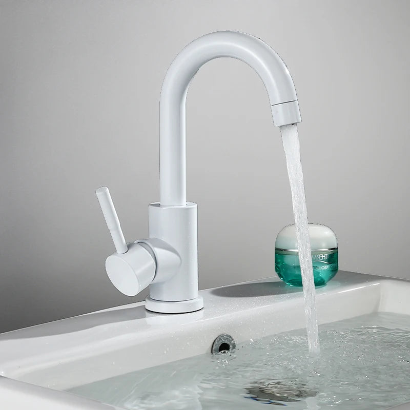 Suguword Bathroom Basin Faucet Stainless Steel Hot Cold Wash Mixer Crane Tap Rotation Sink Faucets Single Handle