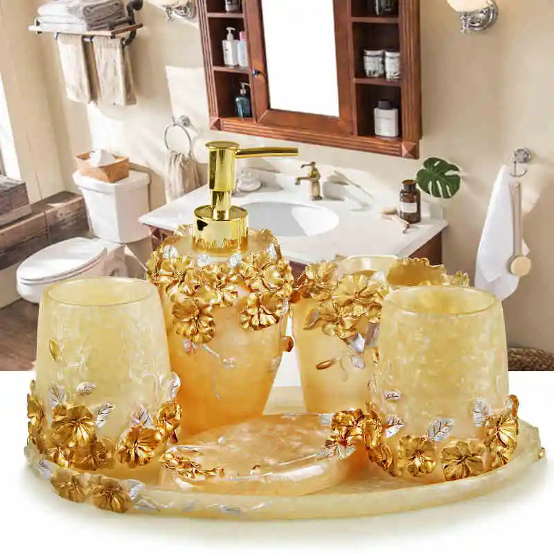 Resin Bathroom Set, Multi Models, Optional, Set of 5 Pieces, Toiletries Kit, Bathroom Accessories