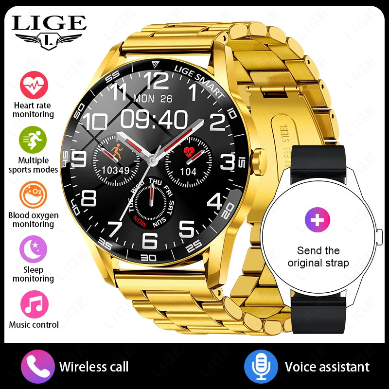 LIGE New Smartwatch Women Men 1.38-inch Smart Watch Message Notification iOS Android Smartwatches Fitness Bluetooth Call Watches