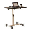Overbed Table Adjustable Height Over The Bed Mobile Hospital Bedside Table With Tilting Desktop, Wheels, Rolling Standing Laptop