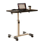 Overbed Table Adjustable Height Over The Bed Mobile Hospital Bedside Table With Tilting Desktop, Wheels, Rolling Standing Laptop