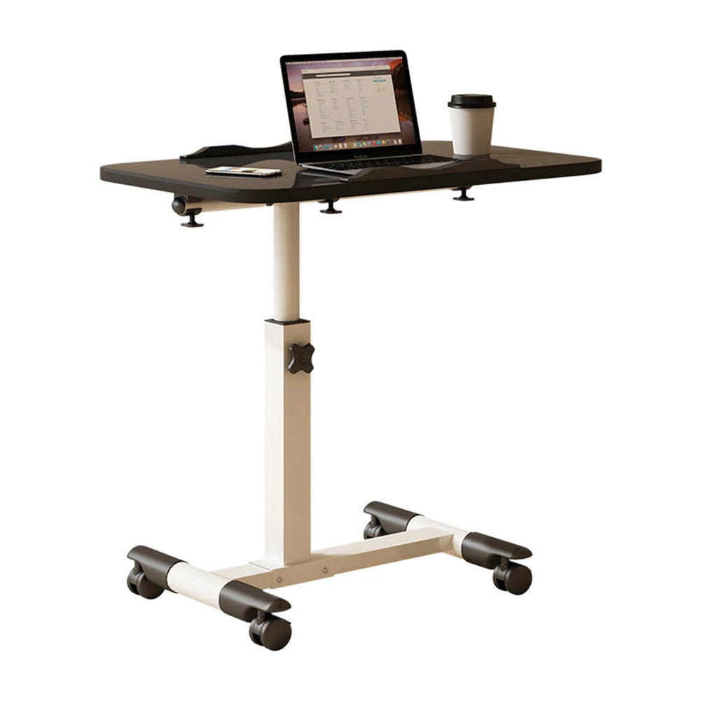 Overbed Table Adjustable Height Over The Bed Mobile Hospital Bedside Table With Tilting Desktop, Wheels, Rolling Standing Laptop